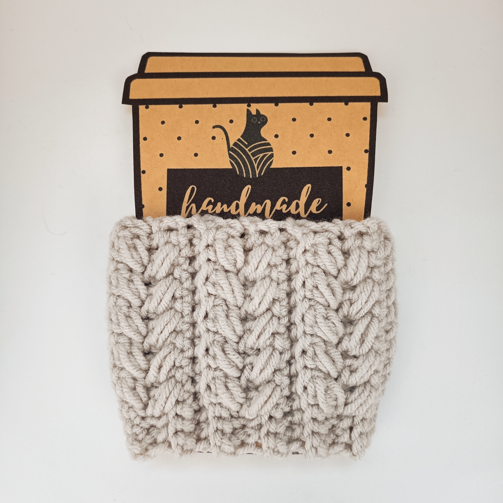 ⚪️Handmade Crochet Cup Cozy Wheat White